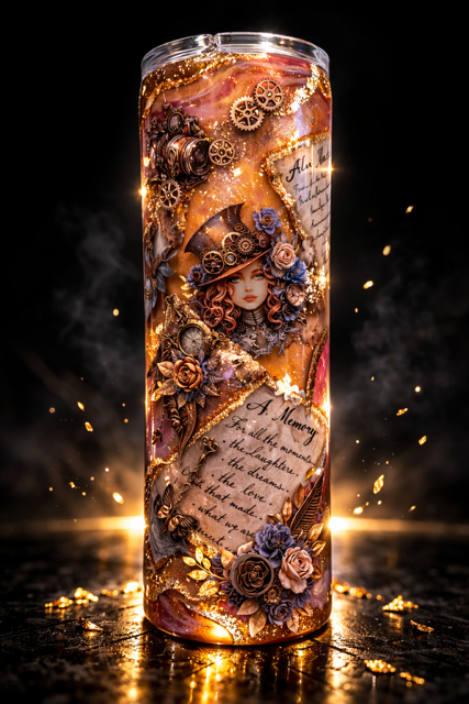 Steampunk Lady 30oz Resin Tumbler