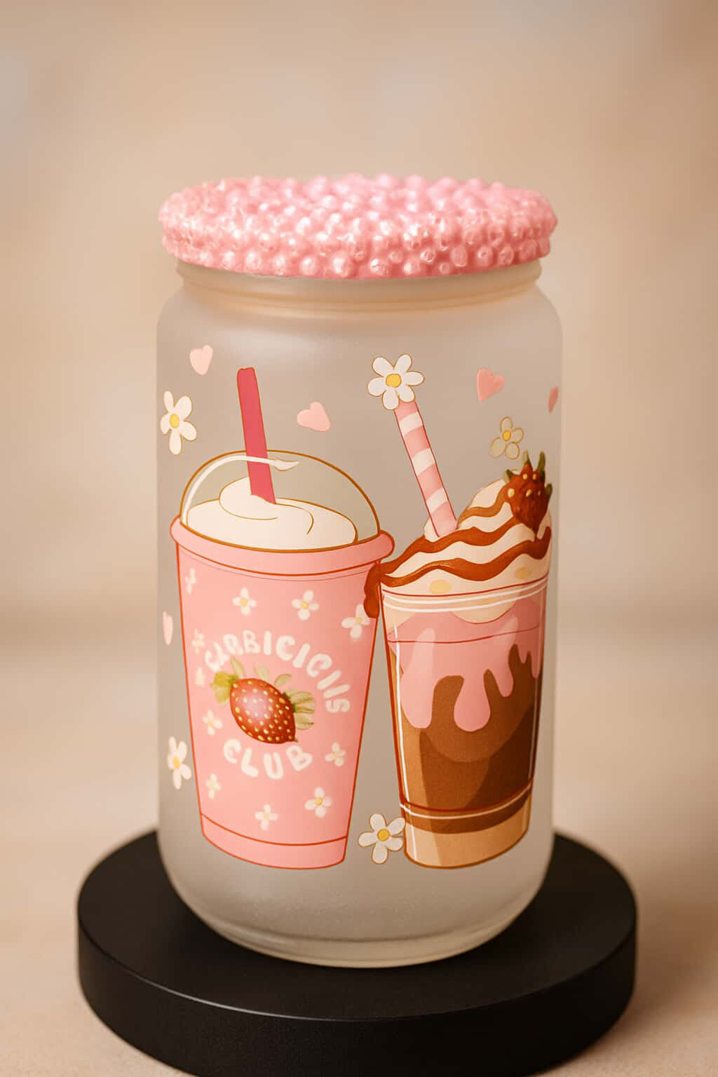 Strawberry Sips 16oz Glass Tumbler