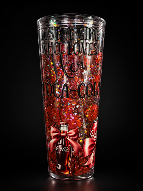 Just a Girl Who Loves Her Coca-Cola 24oz Snow Globe Tumbler – Black Lid