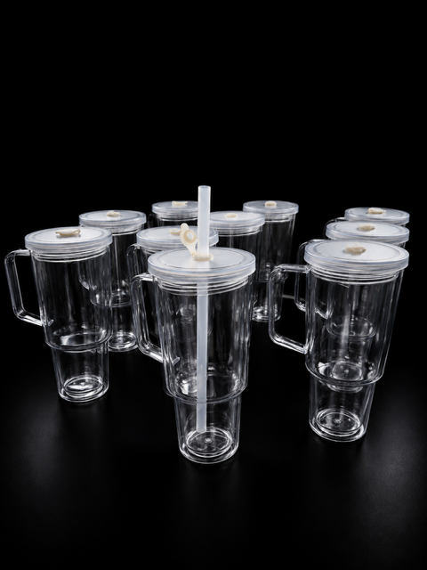 Tumbler acrílico doble pared 30oz con tapa blanca