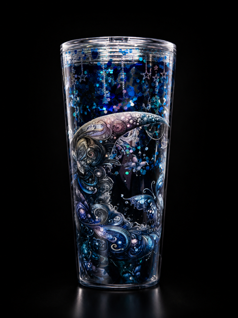 Snow Globe Whale Galaxy Lava Tumbler 24 oz