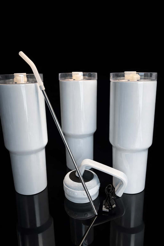 Personalized Stainless Steel Sublimation 40oz Tumbler with Speaker – Custom Made Just for You