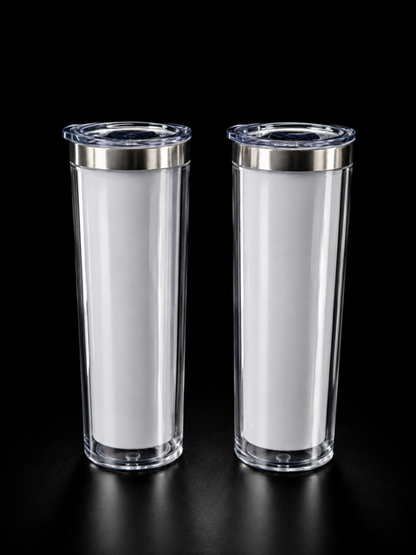 White Snow Globe Slim Cup with Lid 20 oz