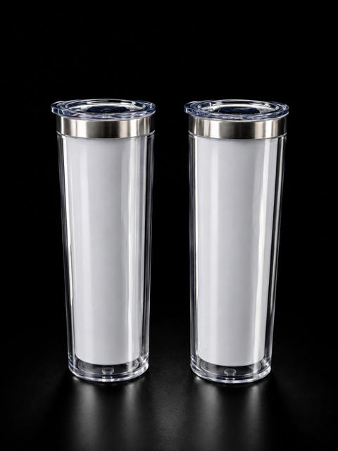 White Snow Globe Slim Cup with Lid 20 oz